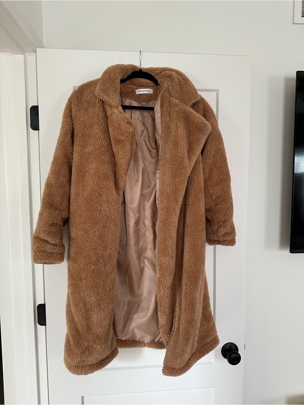 Soft Teddy Trench Coat in Brown - Unbranded
